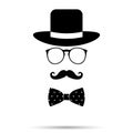 Hat, Glasses , Bowtie and Mustache man Set. Vector illustration Royalty Free Stock Photo
