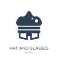 hat and glasses icon in trendy design style. hat and glasses icon isolated on white background. hat and glasses vector icon simple Royalty Free Stock Photo