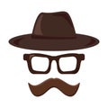 Hat, glasses and mustache retro icon. Hipster style Royalty Free Stock Photo