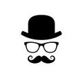 Hat, Glasses and Mustache Set. Vector