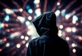 hat hacker hooded concept cybersecurity black darknet technology digital security network access background password datum blue