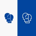 Hat, Human, Empathy, Feelings Line and Glyph Solid icon Blue banner Line and Glyph Solid icon Blue banner