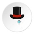 Hat with monocle icon circle