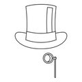 Hat with monocle icon, outline style