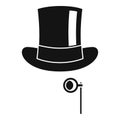 Hat with monocle icon, simple style