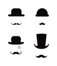 Hat and Moustache icon set Royalty Free Stock Photo