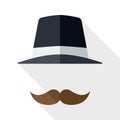 Hat and mustache icon