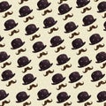 Hat and mustache pattern background Royalty Free Stock Photo