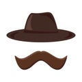 Hat and mustache retro icon. Hipster style