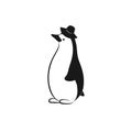 Hat penguin fashion women design and character logo and vector icon
