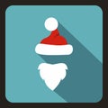 Hat with pompom and beard of Santa Claus icon Royalty Free Stock Photo