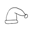 Hat with pompom hand drawn in doodle style. vector, scandinavian, monochrome. single element for design sticker, card, winter Royalty Free Stock Photo