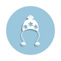 hat with pompom icon in badge style. One of New year collection icon can be used for UI, UX Royalty Free Stock Photo