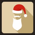 Hat with pompom and long beard of Santa Claus Royalty Free Stock Photo