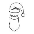 Hat with pompom and long beard of Santa Claus icon Royalty Free Stock Photo