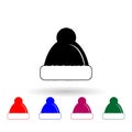 Hat with pompom multi color icon. Simple glyph, flat vector of winter icons for ui and ux, website or mobile application Royalty Free Stock Photo