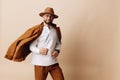 Hat stylish style young guy person men caucasian beard men fashionable adult portrait handsome background Royalty Free Stock Photo