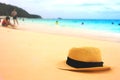 Hat on tropical island beach Royalty Free Stock Photo