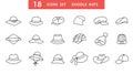 Hat types doodle icons set Different hats isolated Royalty Free Stock Photo