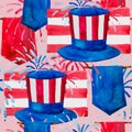 Politics of the USA and Presidents` Day, Washington`s Birthday and Independence Day - depicted in one pattern. Royalty Free Stock Photo
