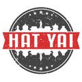 Hat Yai Thailand Round Travel Stamp. Icon Skyline City Design. Seal Tourism.