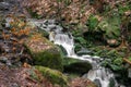 Hatch Brook Waterfall flows down the West Pennine Moors in Brinscall, Chorley