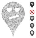 Hatch Collage Bored Smiley Map Marker Icon Royalty Free Stock Photo