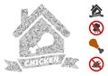 Linear Chicken Cafe Icon Vector Mosaic