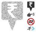 Hatch Rupee Map Pointer Icon Vector Collage