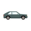 Hatchback car blue grey coloured flat style vector illustration Royalty Free Stock Photo