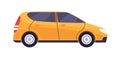 Hatchback car side view. Auto vehicle profile. Road wheel transport. New automobile model with hatch body type. Colored