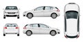 Hatchback car vector template on white background. Royalty Free Stock Photo