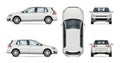 Hatchback car vector template on white background. Royalty Free Stock Photo