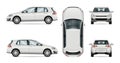 Hatchback car vector template on white background.