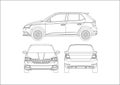 Hatchback outline drawing Royalty Free Stock Photo