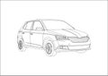 Hatchback outline drawing Royalty Free Stock Photo