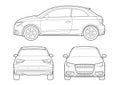 Hatchback outline drawing Royalty Free Stock Photo