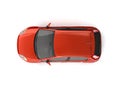 Hatchback red car top view Royalty Free Stock Photo