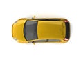 Hatchback yellow car top view Royalty Free Stock Photo