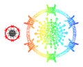 Hatched Barbed Coronavirus Zone Web Mesh Icon with Spectral Gradient