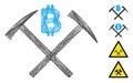 Hatched Bitcoin Mining Hammers Vector Mesh