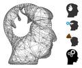 Hatched Brain Fire Vector Mesh Royalty Free Stock Photo