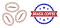 Hatched Coffee Beans Web Mesh and Unclean Bicolor Brasil Coffee Watermark