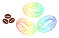 Hatched Coffee Grains Mesh Icon with Rainbow Gradient