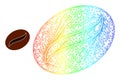 Hatched Coffee Seed Web Mesh Icon with Rainbow Gradient