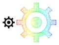 Hatched Cog Web Mesh Icon with Spectral Gradient Royalty Free Stock Photo