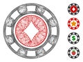 Hatched Diamonds Casino Chip Vector Mesh