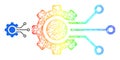 Hatched Digital Sensor Cog Mesh Icon with Rainbow Gradient Royalty Free Stock Photo