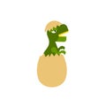 Hatched dinosaur from egg isolated. Vector illustration