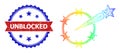 Hatched Freedom Mesh Icon with Spectral Gradient and Unclean Bicolor Unblocked Stamp Seal